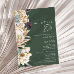White Floral | Donkergroen we doen nog steeds rene Kaart<br><div class="desc">We ontwierpen deze witte Floral | Donkergroen We nodigen nog steeds uit tot hernieuwde uitnoeping om je rotskleurige, tropische wieg-vernieuwing te voltooien. Met zijn boze waterverf grof naar zijn moderne boho winterbloemen, inclusief protea, dahlia en gedroogde lotus, zal het ontwerp zeker uw humeurig, minimalistisch groen en wit thema afzetten. Verander...</div>