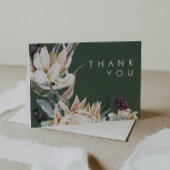 White Floral | Donkergroene dank Bedankkaart