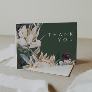 White Floral   Donkergroene dank Bedankkaart