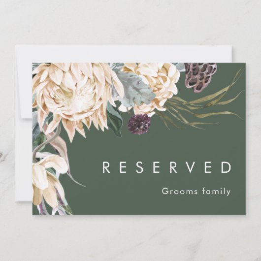 White Floral | Donkergroene gereserveerde teken (Voorkant)