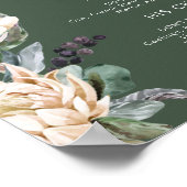 White Floral | Donkergroene handtekening Drink Poster (Hoek)