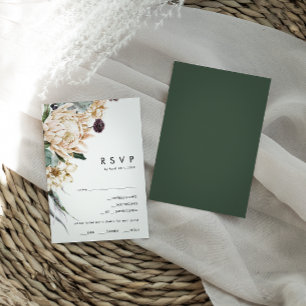 White Floral   Donkergroene menu Keuze RSVP-kaart