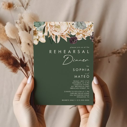 White Floral | Donkergroene repetitie Kaart