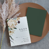 White Floral | Donkergroene RSVP-kaart RSVP Kaartje