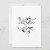 White Floral Dusty Blue Greenery Elegant Wedding Kaart (Achterkant)