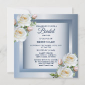 White Floral Elegant Blue Gray Bridal Shower Kaart (Voorkant)