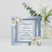 White Floral Elegant Blue Gray Rehearsal Dinner Kaart (Staand voorkant)