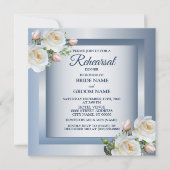 White Floral Elegant Blue Gray Rehearsal Dinner Kaart (Voorkant)