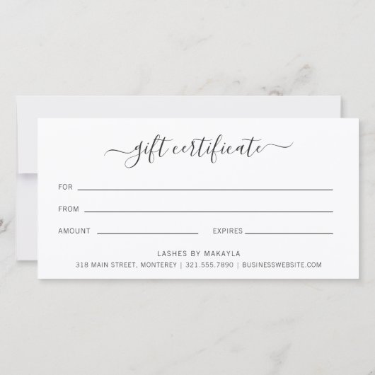 White Floral Elegant Business Cadeaubon (Achterkant)