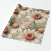 White Floral Elegant Daisies Cadeaupapier (Uitgerold)