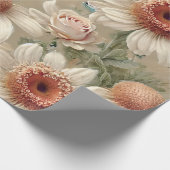 White Floral Elegant Daisies Cadeaupapier (Hoek)