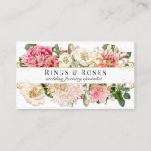 White  Floral Elegant Gold Swirls Custom Visitekaartje (Voorkant)