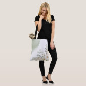 White Floral Elegant Initiaal Name Monogram Tote Bag (Op model)