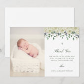 White Floral Elegant Photo Baptisme Hartelijk dank Bedankkaart (Voorkant / Achterkant)