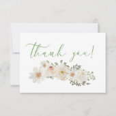 White Floral Elegant Romantic Floral Elegant Bedankkaart (Voorkant)