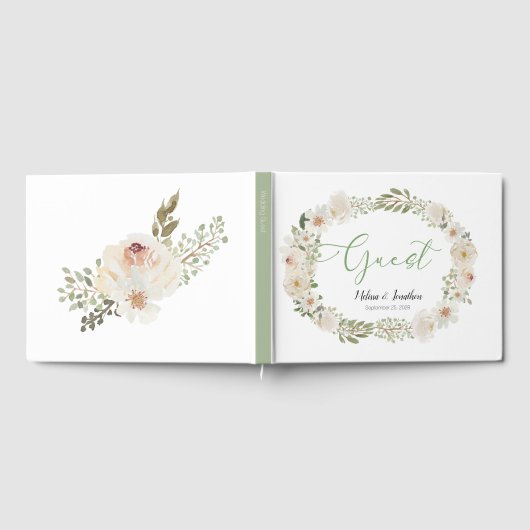 White Floral Elegant Romantic Wedding Guest Book Gastenboek (Volledig)
