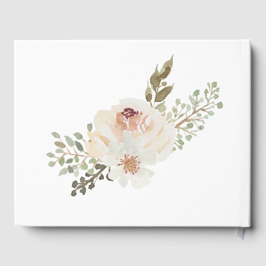 White Floral Elegant Romantic Wedding Guest Book Gastenboek (Achterkant)