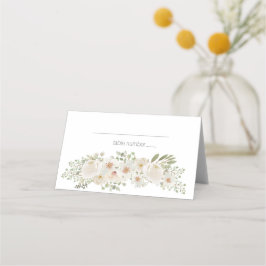 White Floral Elegant Romantic Wedding Plaatskaartje