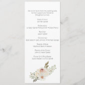 White Floral Elegant Romantic Wedding Programmakaart (Achterkant)