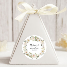 White Floral Elegant Romantic Wedding Ronde Sticker