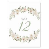 White Floral Elegant Romantic Wedding Table Number Kaart (Voorkant)