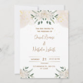 White Floral Elegant Wedding Invitation Kaart (Voorkant)
