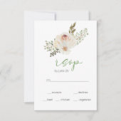 White Floral Elegant Wedding RSVP Card Kaartje (Voorkant)