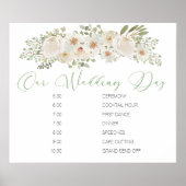 White Floral Elegant Wedding Schedule Poster (Voorkant)