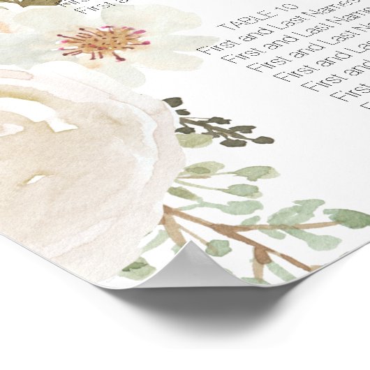 White Floral Elegant Wedding Seating Chart Poster (Hoek)