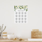 White Floral Elegant Wedding Seating Chart Poster (Keuken)
