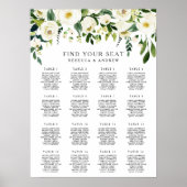 White Floral Elegant Wedding Seating Chart Poster (Voorkant)
