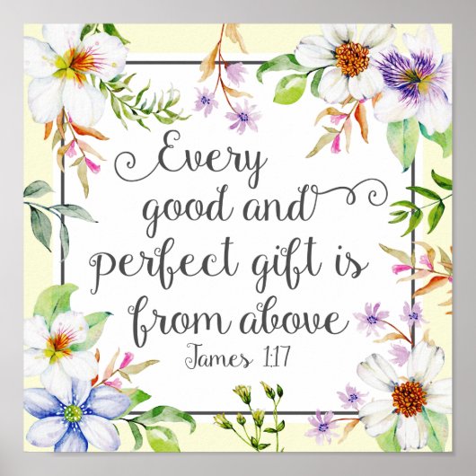 White Floral elke goede en perfecte cadeautjes Poster (Voorkant)