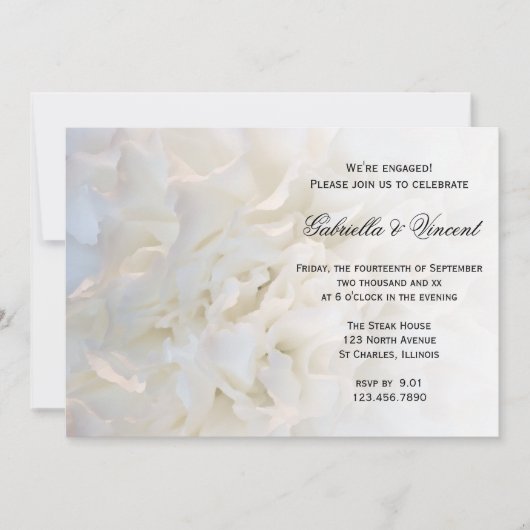 White Floral Engagement Party Kaart (Voorkant)