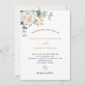 White floral Eucalyptus greenery modern huwelijk Kaart (Voorkant)