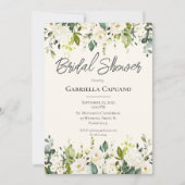 White Floral Eucalyptus Modern Vrijgezellenfeest Kaart (Voorkant)