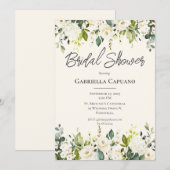 White Floral Eucalyptus Modern Vrijgezellenfeest Kaart (Voorkant / Achterkant)