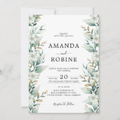 White Floral Eucalyptus Weddenschap Kaart (Voorkant)