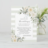 White Floral Eucalyptus Weddenschap Kaart (Staand voorkant)