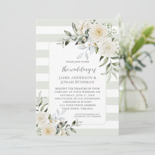 White Floral Eucalyptus Weddenschap Kaart (Staand voorkant)