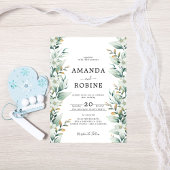 White Floral Eucalyptus Weddenschap Kaart