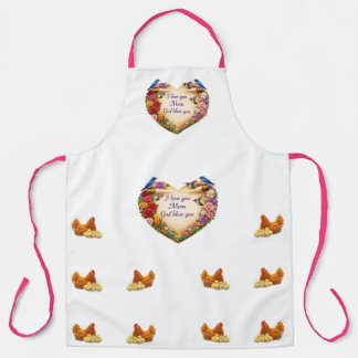 White Floral Faith-Inspired Kitchen Apron for Mom Schort