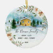 White Floral Family KerstHouse Ornament Gift (Voorkant)
