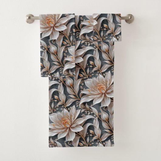 White Floral Fantasy Bad Handdoek (Insitu)