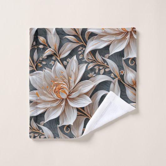 White Floral Fantasy Bad Handdoek (Wasdoekje)