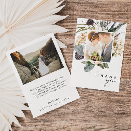 White Floral Flat Photo Weddenschap Hartelijk dank Bedankkaart