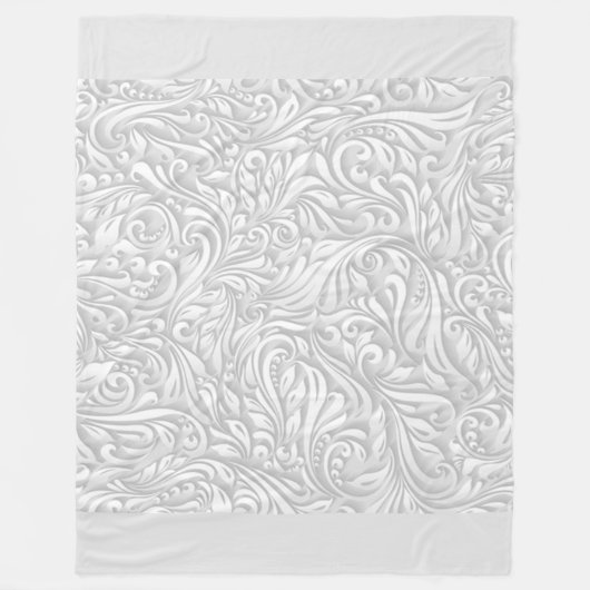 White Floral Fleece Deken (Voorkant)