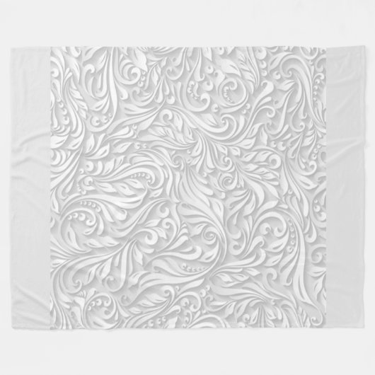 White Floral Fleece Deken (Voorkant (Horizontaal))