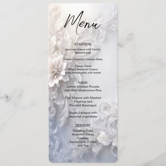 White Floral Flourish Menu (Voorkant)