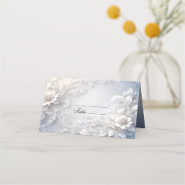White Floral Flourish Place Card Plaatskaartje