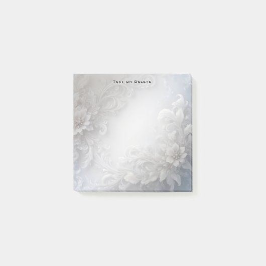 White Floral Flourish Post merkt op Post-it® Notes (Voorkant)